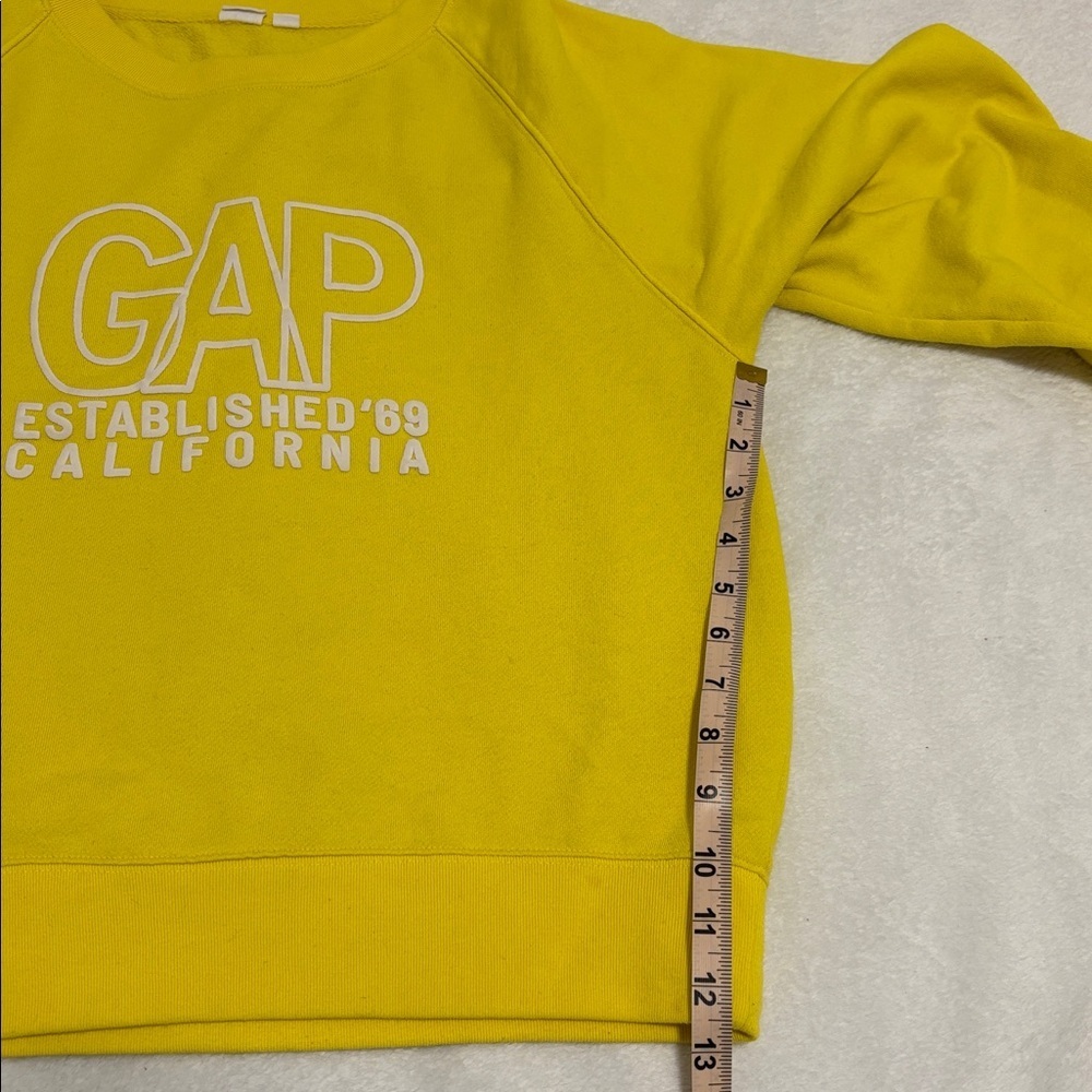 GAP lemon yellow graphic sweatshirt ‘established ‘69 California’ size medium - Picture 8 of 9